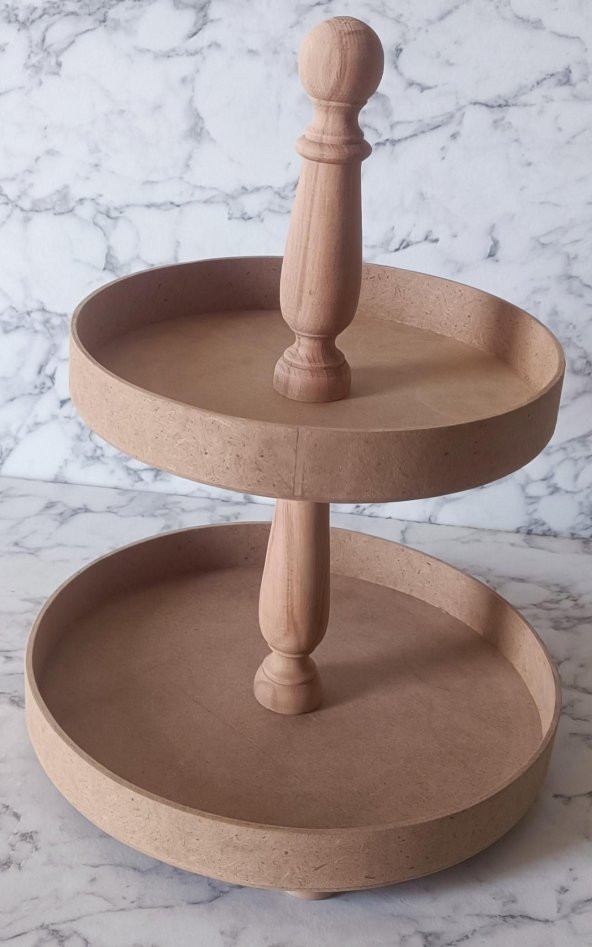 Hobi Adn 90195 Sunumluk İkili Set HAM Yuvarlak Kayın MDF Kutuda Sevk El Yapım - 7