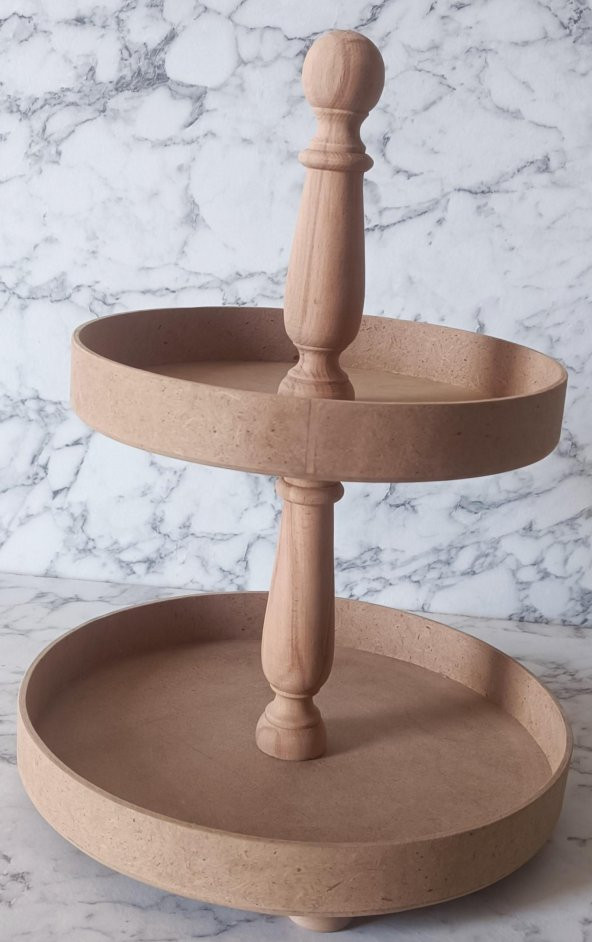 Hobi Adn 90195 Sunumluk İkili Set HAM Yuvarlak Kayın MDF Kutuda Sevk El Yapım - 8