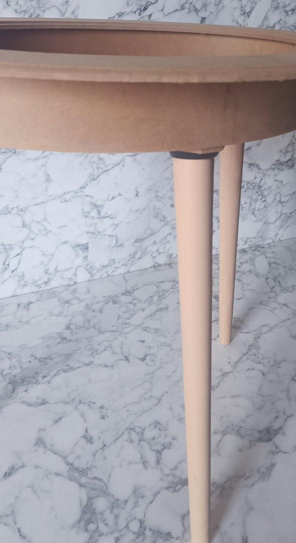 Hobi Adn 90186 Ahşap Kayın MDF HAM Sehpa Rölyef Oval Ayak Ölçüyu Değiştirilebilir - 6