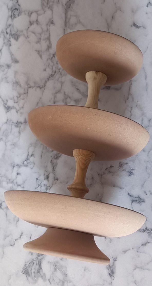 Hobi Adn 90188 Çerezlik Sunumluk HAM Oyma 3 Kat Kutuda Sevk El Yapım - 4