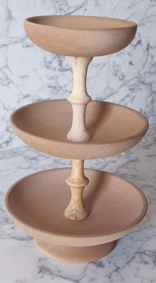 Hobi Adn 90188 Çerezlik Sunumluk HAM Oyma 3 Kat Kutuda Sevk El Yapım - 5