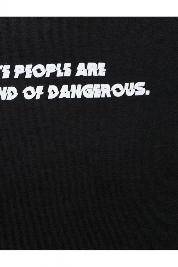 Slogan Baskılı Sweatshirt Reglan Kol Bisiklet Yaka Ribanalı - 6