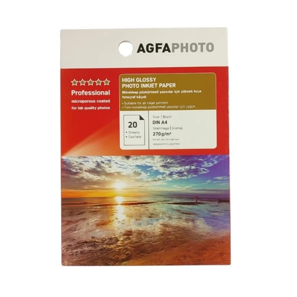 Agfa Photo Paper High Glossy 210x297(A4) 270gr (20 Adet)
