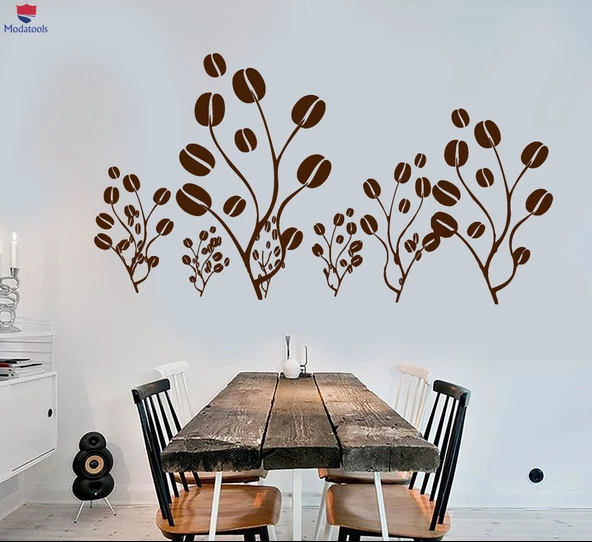 Kahve Barları Duvar Sticker Kahve Evi Ağacı Orman Mutfak Tasarım Çıkartmaları Eşsiz Hediyelik