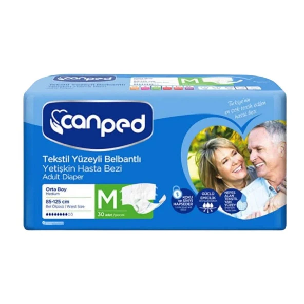 Canped Tekstil Yüzey Belbantlı Hasta Bezi 30'Lu - Medium