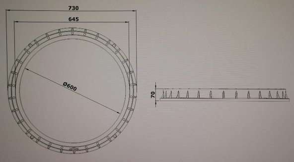 650 mm Yuvarlak Rögar Kapağı / Çerçeve + Kapak - 6