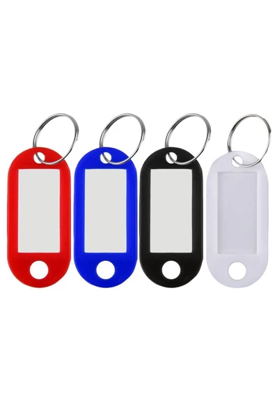 100x Anahtarlık Plastik Etiket Kimlik Isimlik Isim Yazı Yazmalık Yazılabilen (KARIŞIK RENK) - Resim 2