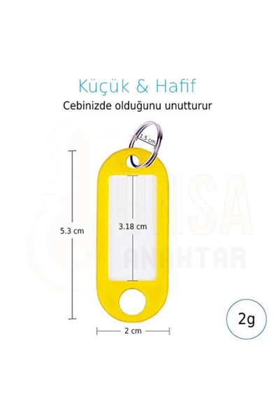 100x Anahtarlık Plastik Etiket Kimlik Isimlik Isim Yazı Yazmalık Yazılabilen (KARIŞIK RENK) - Resim 3