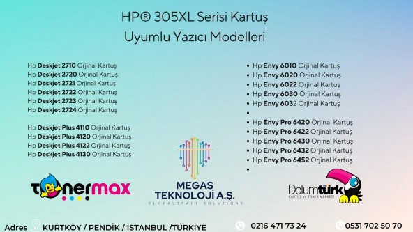 Hp Deskjet 2723 Orjinal Kartuş / Hp 305XL Avantaj Paket Siyah ve Renkli Kartuş - 5