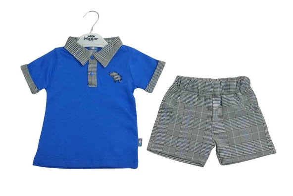 NAZAR BABY FİL NAKIŞLI ERKEK BEBEK TAKIM - 3