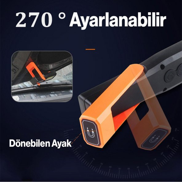 GoldSilver Şarjlı El Feneri Kamp Lambası Işıldak Fener Mıknatıslı 3 Modlu Çalışma Lambası - 4