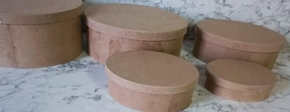 Hobi Adn 90197 5'li Kutu Set Oval Ahşap HAM MDF Maşuka Özellik MODEL El Yapım