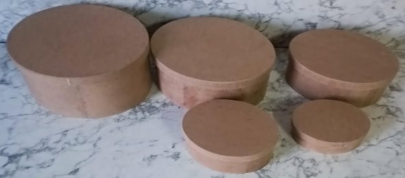 Hobi Adn 90197 5'li Kutu Set Oval Ahşap HAM MDF Maşuka Özellik MODEL El Yapım - 4