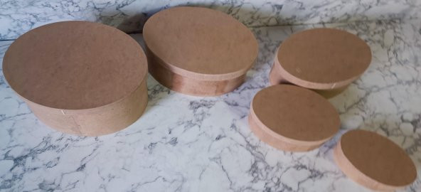 Hobi Adn 90197 5'li Kutu Set Oval Ahşap HAM MDF Maşuka Özellik MODEL El Yapım - 10