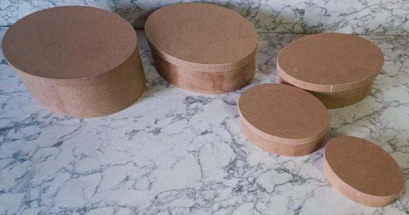 Hobi Adn 90197 5'li Kutu Set Oval Ahşap HAM MDF Maşuka Özellik MODEL El Yapım - 11