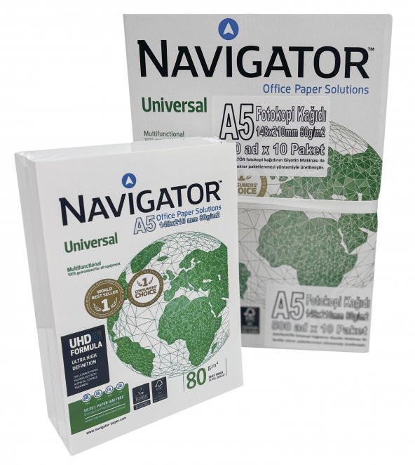 A5 (148x210mm) NAVİGATÖR YARIM BOY FOTOKOPİ KAĞIDI 500 Ad x 10 PAKET - 2