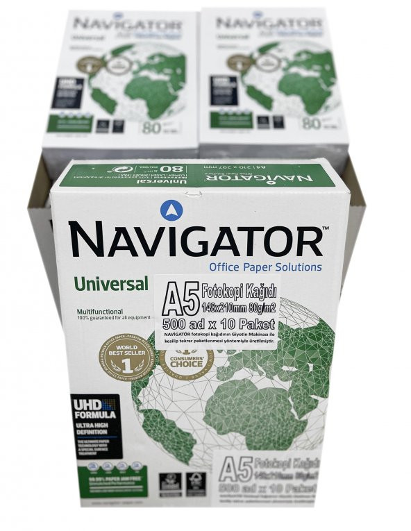 A5 (148x210mm) NAVİGATÖR YARIM BOY FOTOKOPİ KAĞIDI 500 Ad x 10 PAKET - 5