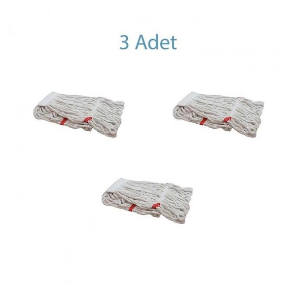 Cod-Ex Geniş Islak Mop Paspas Ucu Başlığı Püskül - Pamuklu - 500 Gram. - 25 Cm. - Beyaz - 3 Adet - 2