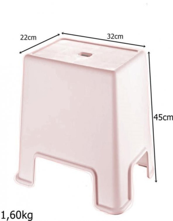 Geseus  Büyük Boy Banyo Taburesi Çok amaçlı Tabure-129-Pudra - 2