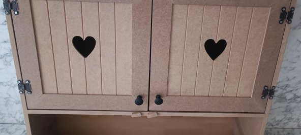 Hobi Adn 901999 Kalp Kapak Model Terek raf Dolap MDF HAM Duvara Asmalı El Yapım