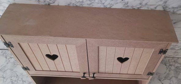 Hobi Adn 901999 Kalp Kapak Model Terek raf Dolap MDF HAM Duvara Asmalı El Yapım - 2