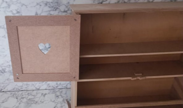 Hobi Adn 901999 Kalp Kapak Model Terek raf Dolap MDF HAM Duvara Asmalı El Yapım - 3