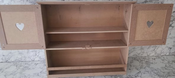 Hobi Adn 901999 Kalp Kapak Model Terek raf Dolap MDF HAM Duvara Asmalı El Yapım - 4
