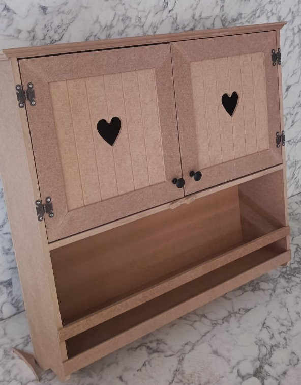 Hobi Adn 901999 Kalp Kapak Model Terek raf Dolap MDF HAM Duvara Asmalı El Yapım - 5