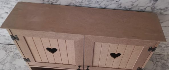 Hobi Adn 901999 Kalp Kapak Model Terek raf Dolap MDF HAM Duvara Asmalı El Yapım - 6