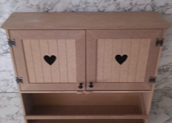 Hobi Adn 901999 Kalp Kapak Model Terek raf Dolap MDF HAM Duvara Asmalı El Yapım - 7