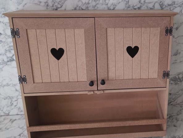 Hobi Adn 901999 Kalp Kapak Model Terek raf Dolap MDF HAM Duvara Asmalı El Yapım - 8