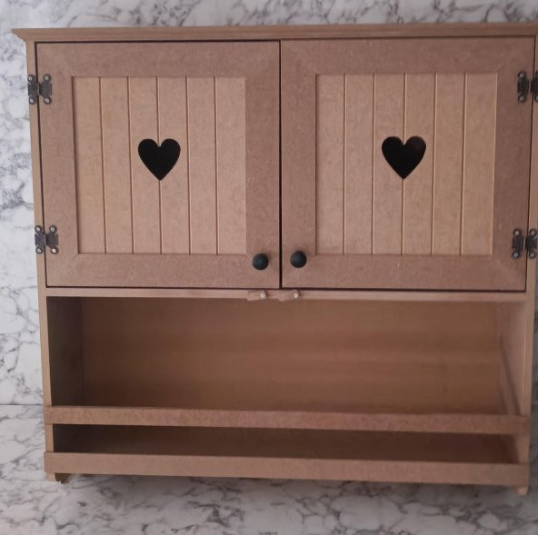 Hobi Adn 901999 Kalp Kapak Model Terek raf Dolap MDF HAM Duvara Asmalı El Yapım - 9