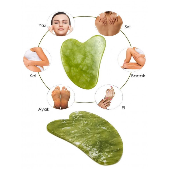 Orijinal Yeşim Taşı Gua Sha Yüz ve Vücut Yenileme ve Masaj Aleti Gerçek Yeşim Taşı - 3