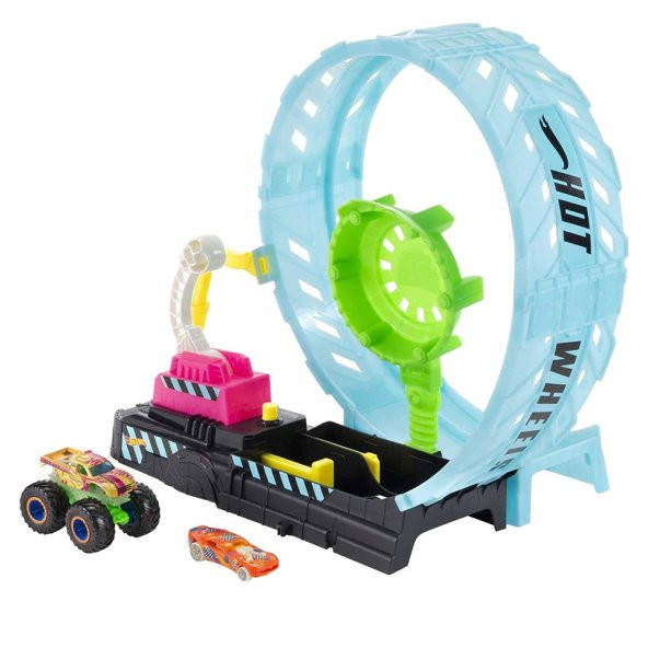 Hot Wheels Monster Truck Karanlıkta Parlayan Çemberde Yarış Seti
