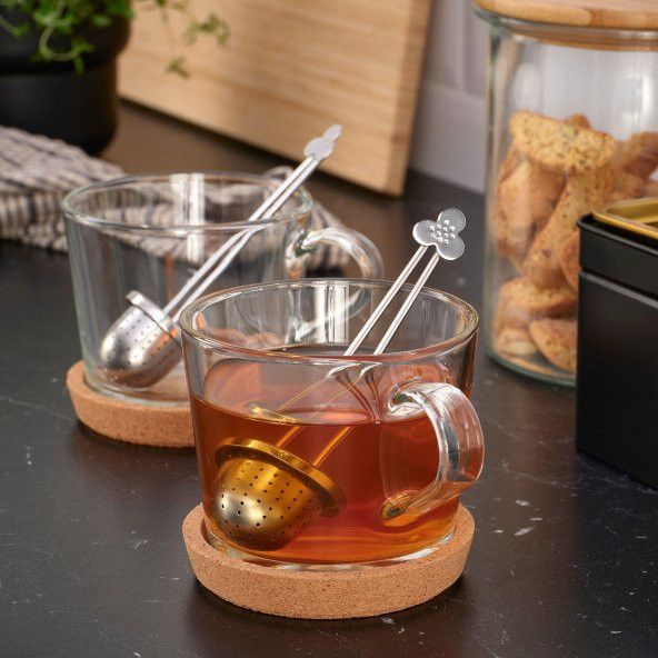 Çay Süzgeci, Paslanmaz Çelik, MeridyenDukkan 14 cm, 2 Adet Bardak İçi Süzgeç - 3