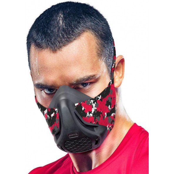 Sparthos Eğitim Maskesi - Yüksek İrtifaları Simüle Edin - Kırmızı Kamuflaj