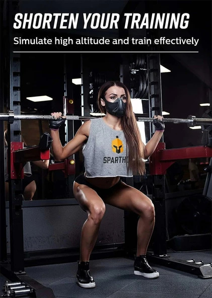 Sparthos Eğitim Maskesi - Yüksek İrtifaları Simüle Edin - Siyah - 2