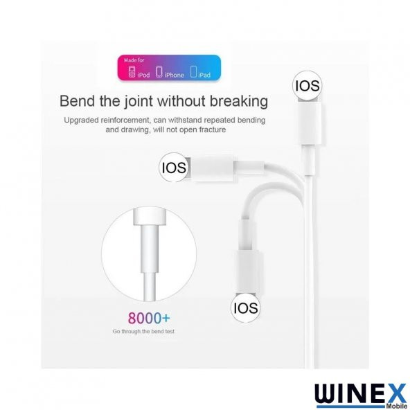 Winex 5 Adet 3A 45W İphone UsbA to Lightning 1m Hızlı Data ve Şarj Kablosu Beyaz - 5
