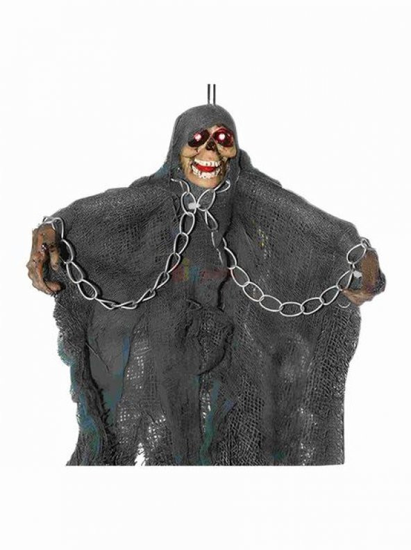 Halloween İskelet Korkuluk Işıklı Sesli 30 Cm Mavi - Resim 2