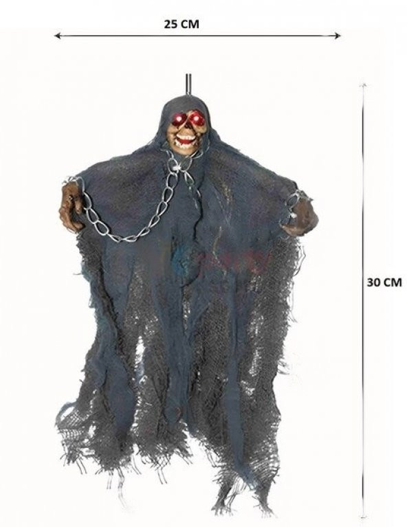 Halloween İskelet Korkuluk Işıklı Sesli 30 Cm Mavi - Resim 3