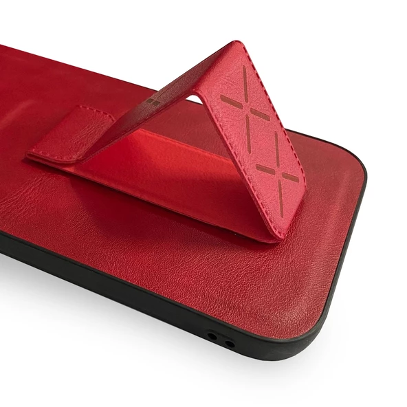 iPhone 12 Pro Max Kılıf Hialus Stant Tutuculu Deri Kapak - 11