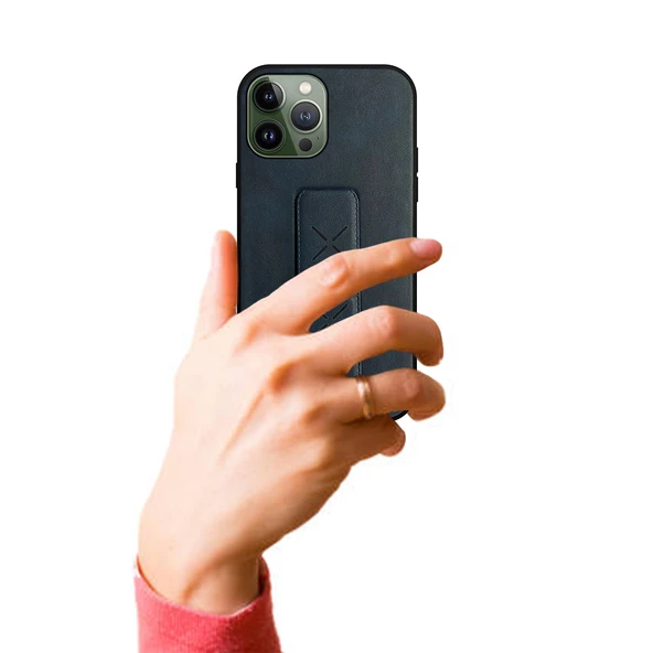 iPhone 13 Pro Max Kılıf Hialus Stant Tutuculu Deri Kapak - 9