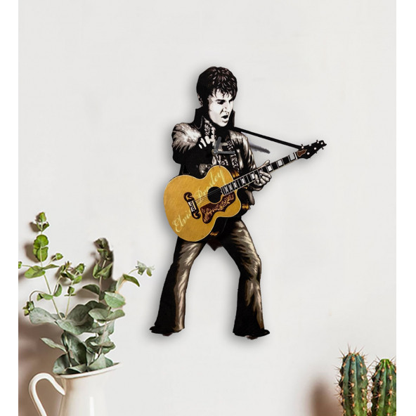 Elvis Presley Ahşap Dekoratif Duvar Saati