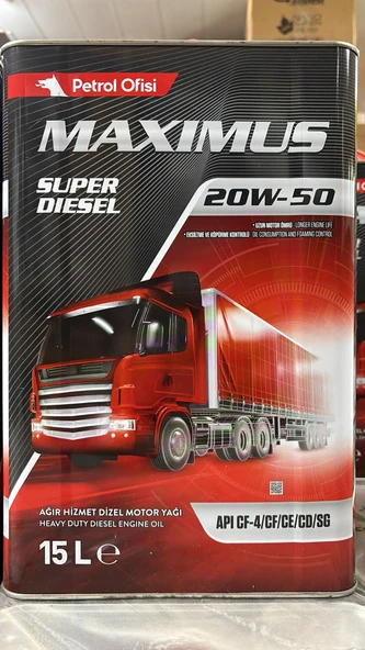 Petrol Ofisi Maximus Süper Dizel 20w-50 15 lt  Motor Yağı - 1