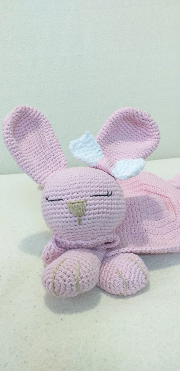 Şirin Uykucu Tavşan Uyku Arkadaşı Amigurumi Organik Oyuncak - 2