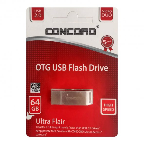 CONCORD C-OTG64 Usb Flash Bellek Metal Mini 64GB Otg Micro