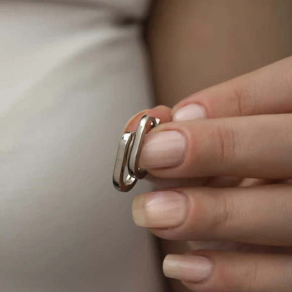 Lucky Life 925 Ayar Gumuss Taşsız J Bayan Küpe - 4