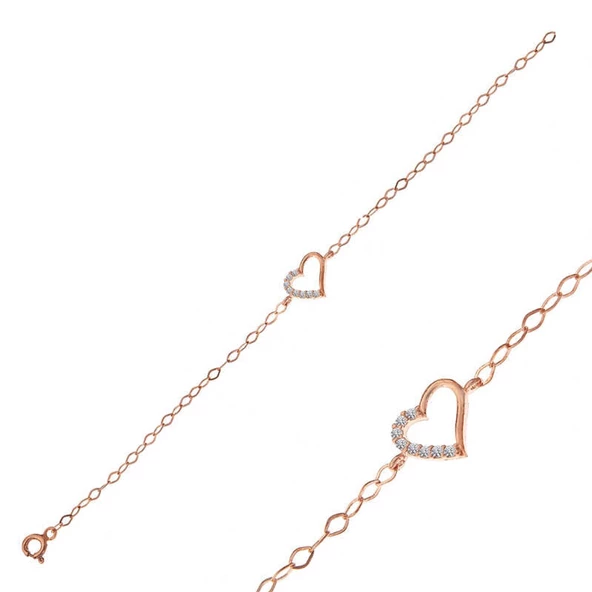 Lucky Life 925 Ayar Gumuss  Rose Kalp Lucky Life Lucky Life Kadın Bileklik