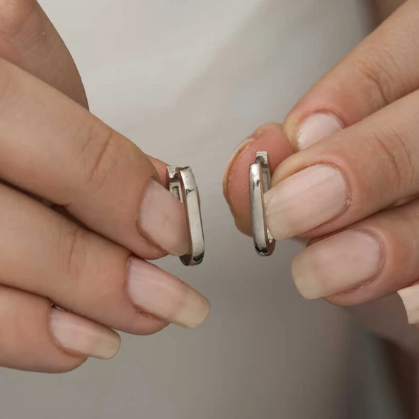 Lucky Life 925 Ayar Gumuss Taşsız J Bayan Küpe - 5