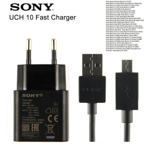 Sony Z2-Z3-Z5-E4-C5 Hızlı Şarj Aleti Cihazı Ve Usb Kablosu